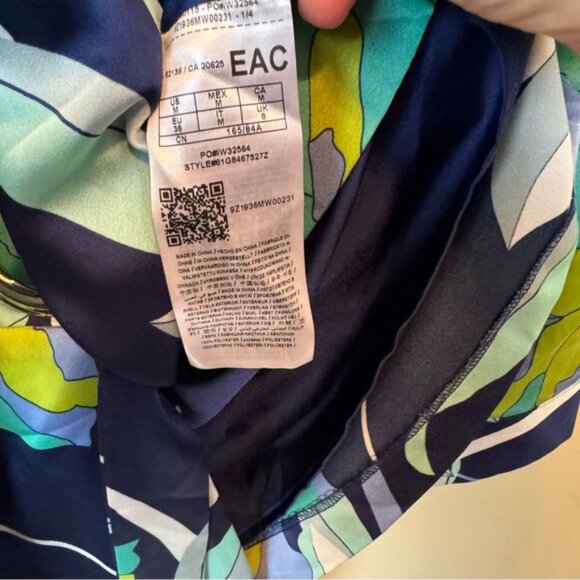 Marciano Wrap Dress Print Chain Rivets Rings Tie Belt Sexy Draped Lightweight M - Picture 3 of 16